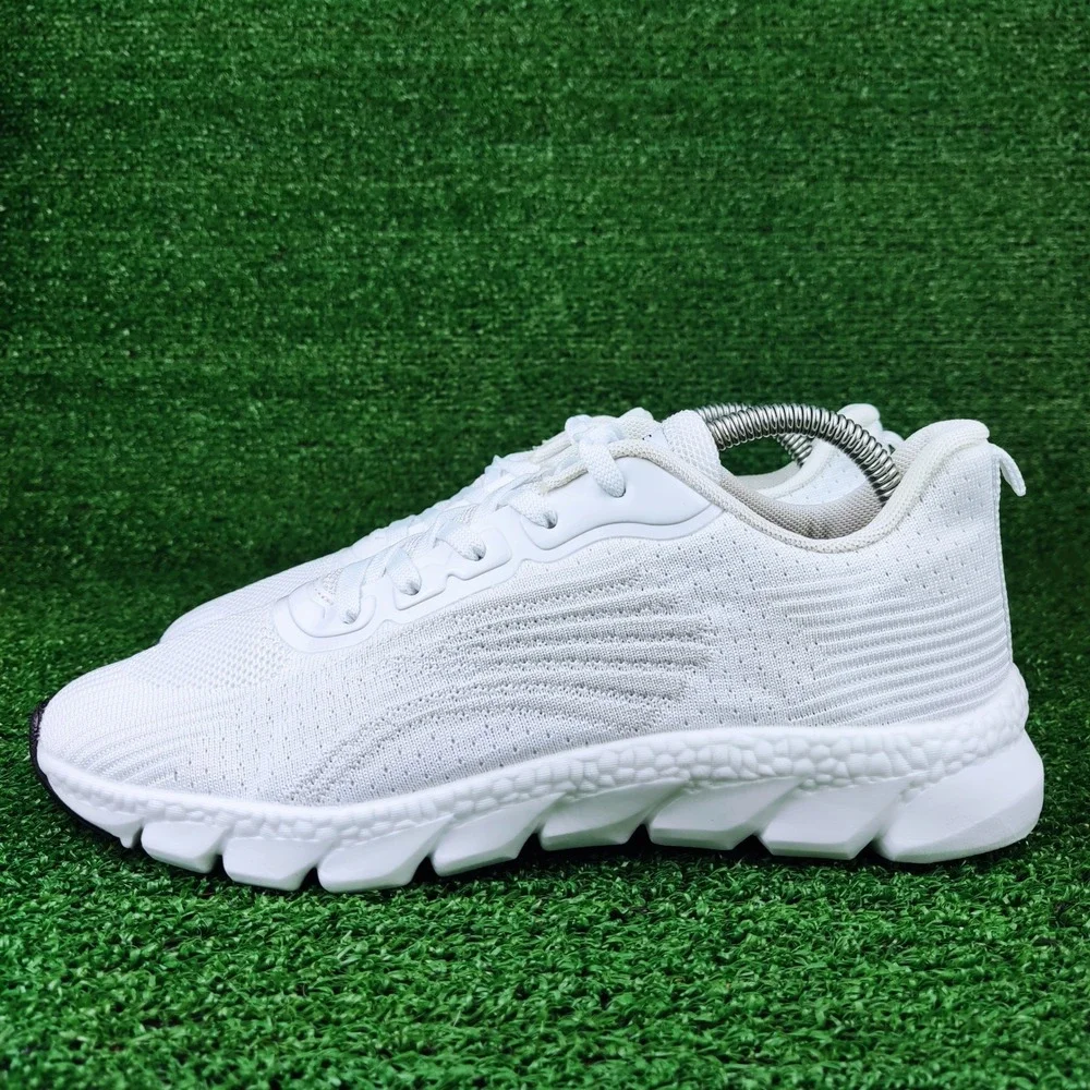 Fashion‎ Sneakers Mens 41 White Knit Running Shoes Athletic Walking Low Top